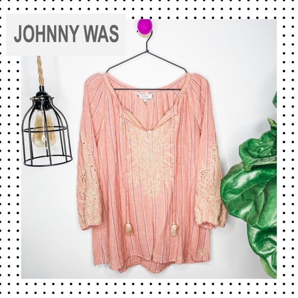 Johnny Was Tops Nwt Johnny Was Iva Back Slit Peasant Blouse M
